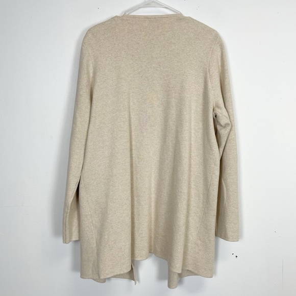 J Crew Collarless Sweater Blazer Womens XL Tan Beige Cardigan Open Front Pockets - Picture 2 of 10